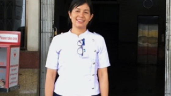 Aye Aye Nyein looking at the camera