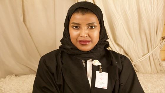 Nadha Misfer Al Farhan looking at the camera