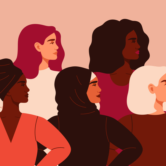 Illustration image with 5 women