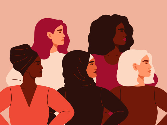 Illustration image with 5 women