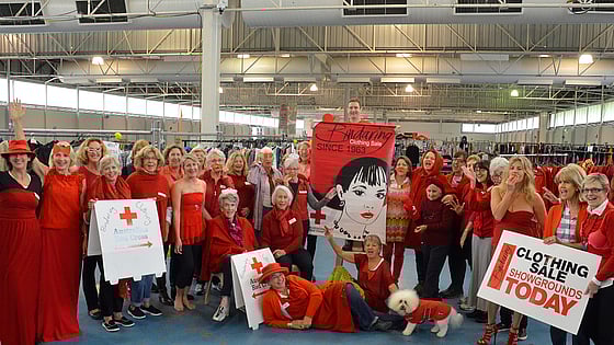 A group of women from the Bindarign Clothng Unit, Australian Red Cross