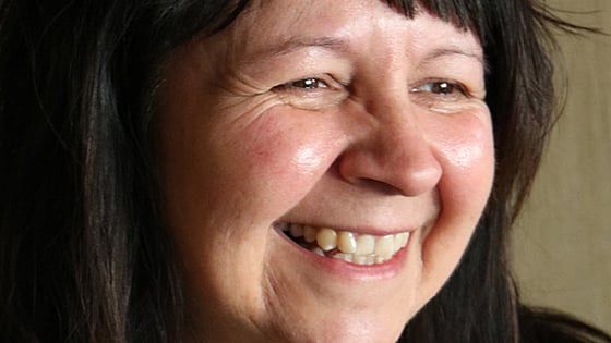 Close-up of Shelley Cardinal from the Canadian Red Cross smiling