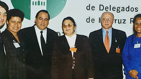 Ibraimova Raisa Belekovna with people around her