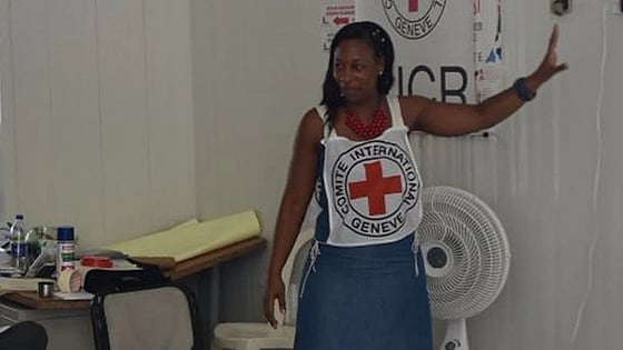 Lorena Mosquera with a ICRC vest