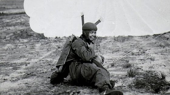 Black and white picture of an air rescue pilot nurse