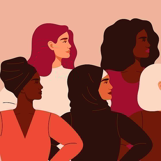 Illustration image with 5 women