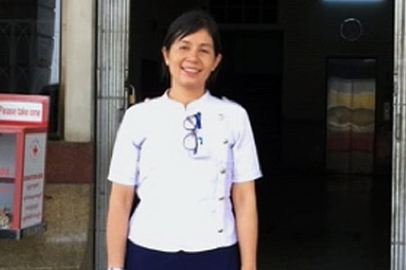 Aye Aye Nyein looking at the camera