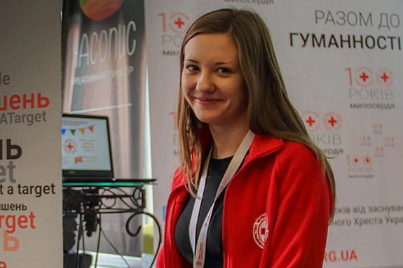 Maryna Kozhedub looking at the camera