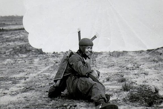 Black and white picture of an air rescue pilot nurse