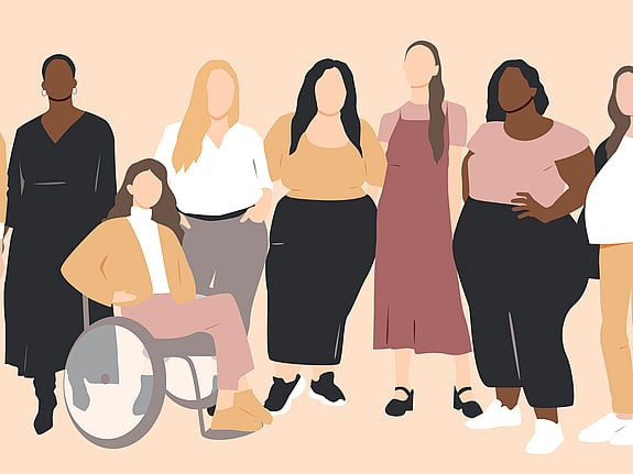 Illustration image of different anonymous women