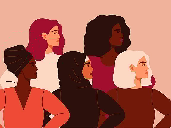 Illustration image with 5 women