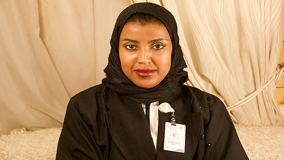 Nadha Misfer Al Farhan looking at the camera