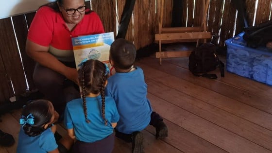 Elizabeth Gomez Bran is taking care of childen.