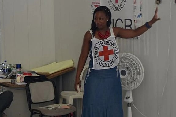 Lorena Mosquera with a ICRC vest